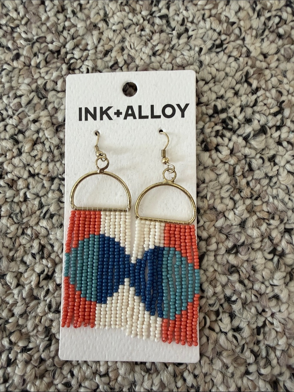 INK+ALLOY Coral Blue Beaded Fringe Earrings